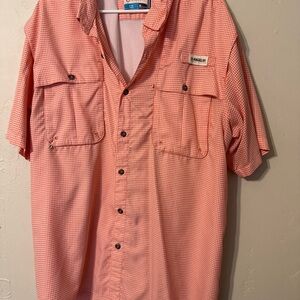 Magellan Outdoors Men's Coral Checkered Button Down Shirt